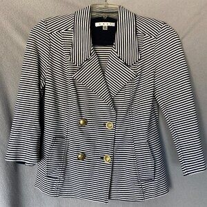 Cabi Navy White Striped Blazer Size S | Gold Button Nautical Jacket